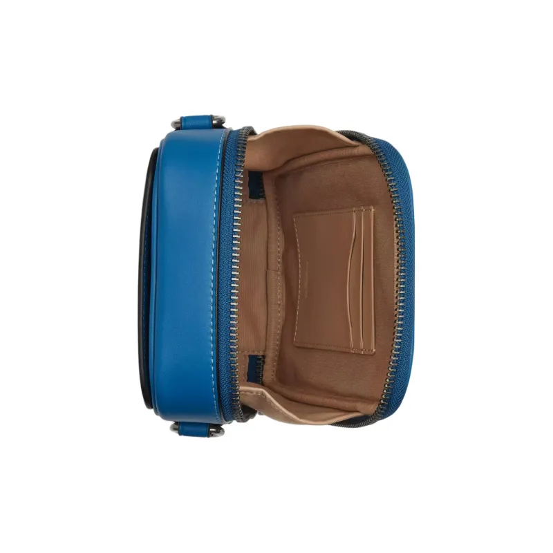 COACH Stanton Smooth Calfskin With Coated Canvas Shoulder Bag Crossbody Bag Small Size Women's Crown Blue Raven-2