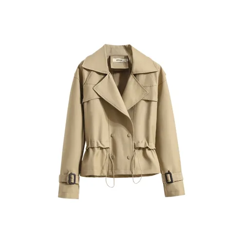 0571 family Trench Coats Women's Khaki