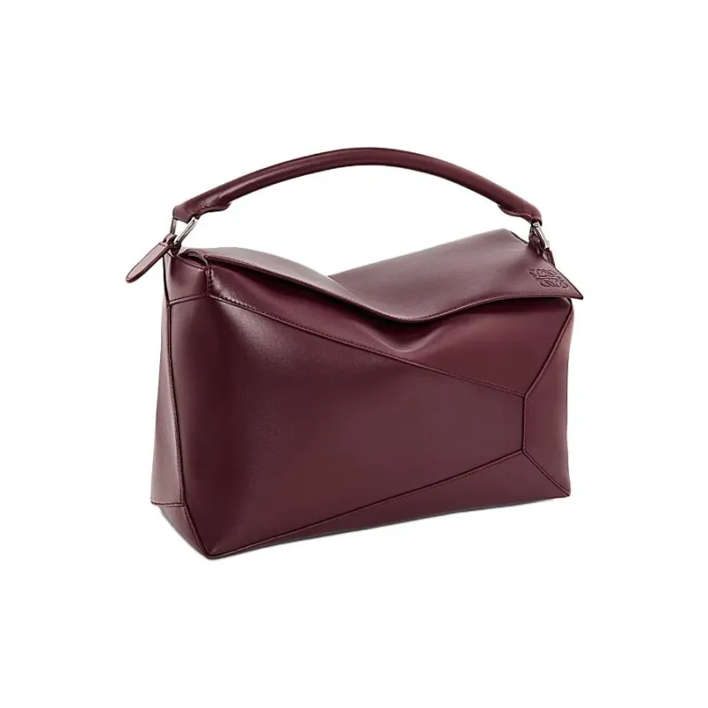 LOEWE Puzzle Shiny Cow Leather Shoulder Bag Crossbody Bag Handbag Men's Burgundy Red-2