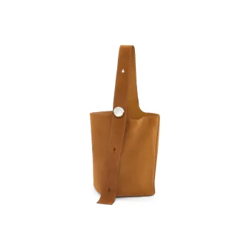 LOEWE Suede Cow Leather Bucket Bag Handbag Shoulder Bag Men's Tobacco