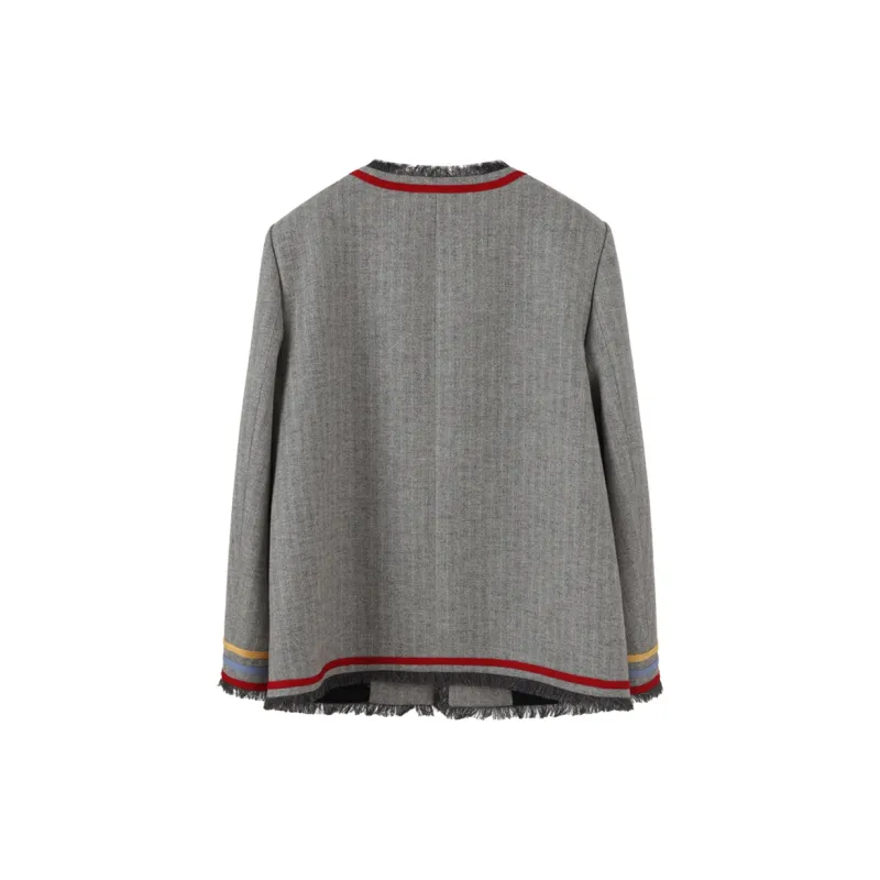 NancyCavally Cropped Coats Women's Gray-1