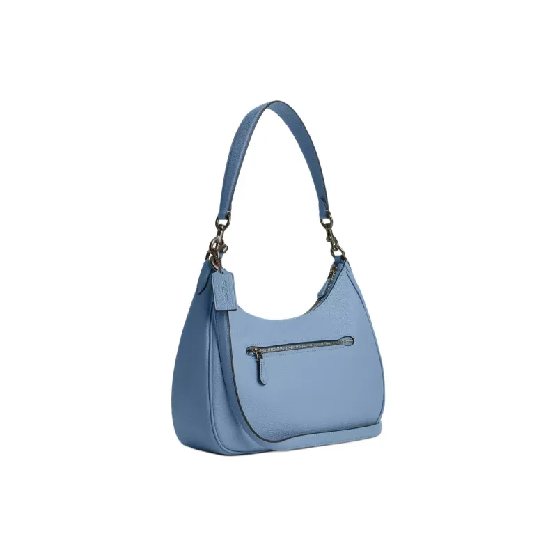 COACH Hobo Pebbled Leather Crescent Bag Shoulder Bag Handbag Shoulder Bag Women's Bronze Stacked Cornflower Blue-1