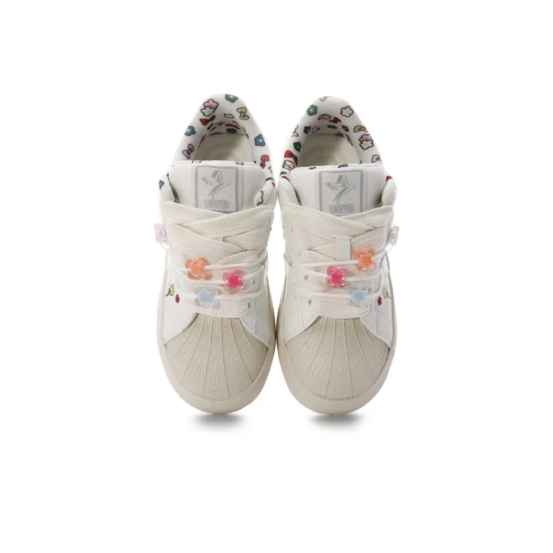 Lovely You Wear resistant And Lightweight Low Top Skateboard Shoes Women's White-2