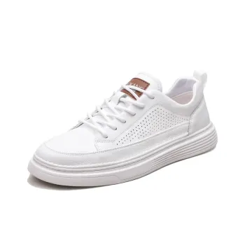 AOKANG Cut Out White Sneakers Breathable Low Top Skateboard Shoes Men's White