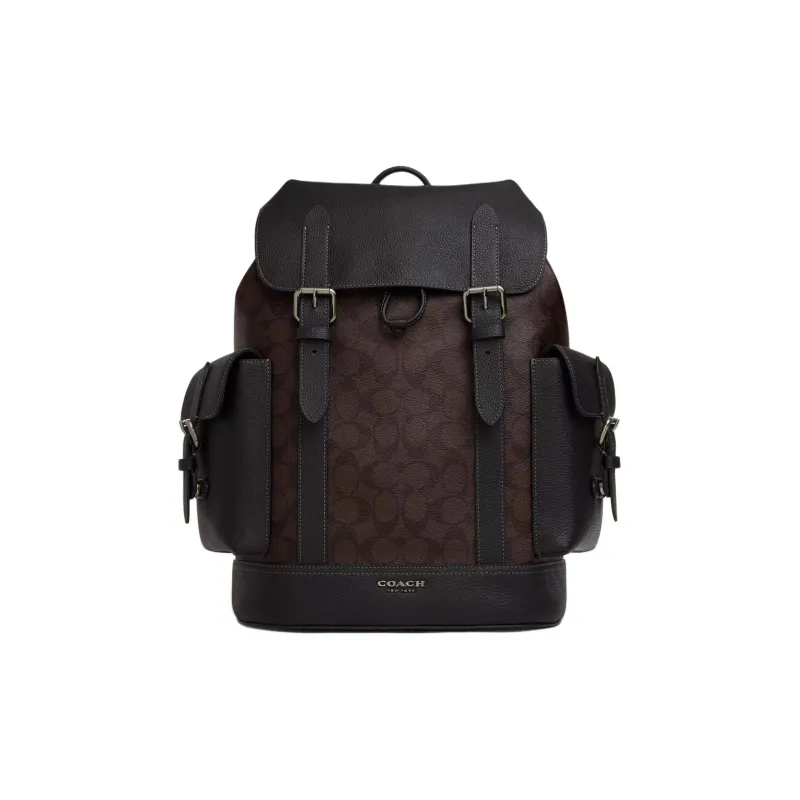 COACH Hudson Canvas With Leather Backpack Large Size Men's Mahogany & Black-0