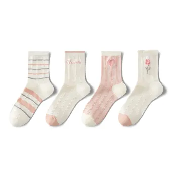 NAIER Mid Calf Socks Women's 4 Pack Floral Anniversaries And Reflections