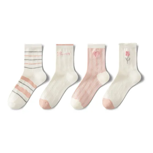 NAIER Mid Calf Socks Women's 4 Pack Floral Anniversaries And Reflections