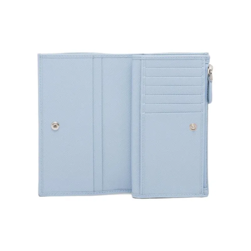 PRADA Saffiano Leather Wallet Large Size Women's Light Blue-2