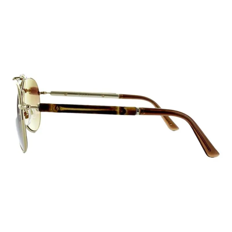 GUCCI Metal Plastic Bamboo Aviator Sunglasses Women's Gold-2