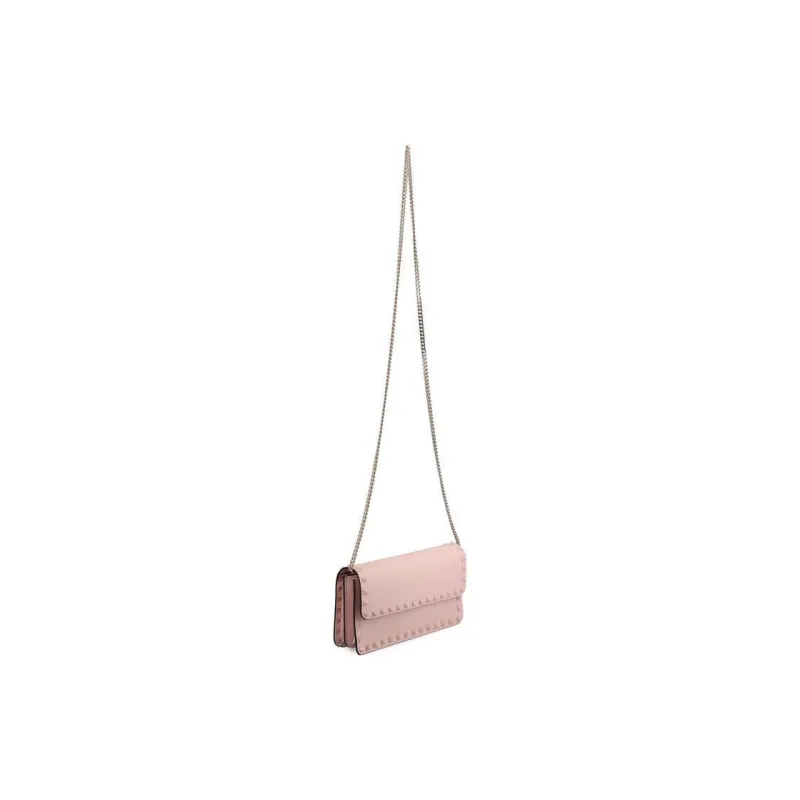 Valentino Rockstud Calfskin Wallet, Crossbody Bag, Shoulder Bag Women's Pink-2