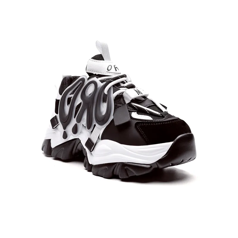 ORD Panda Collection Anti-Slip Wear-Resistant Breathable Lightweight Low-Top Chunky Sneakers Unisex Black White 6cm-4
