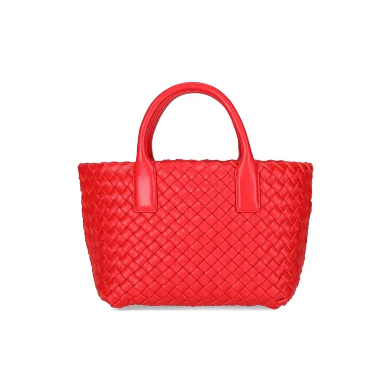 Bottega Veneta CABAT Leather Crossbody Handbags Mini Women's Red-4