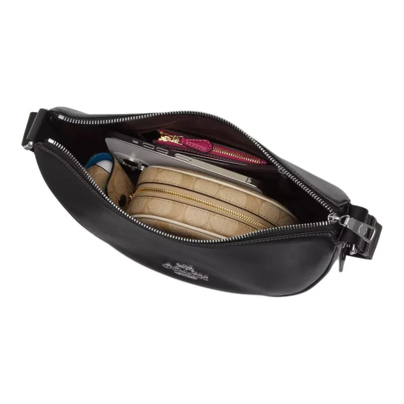 COACH Calfskin Crossbody Bag, Shoulder Bag Large Size Women's Black-3