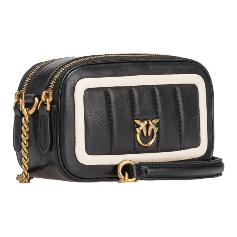 PINKO Leather Camera Bag, Shoulder Bag, Crossbody Bag Small Size Women's Black-1