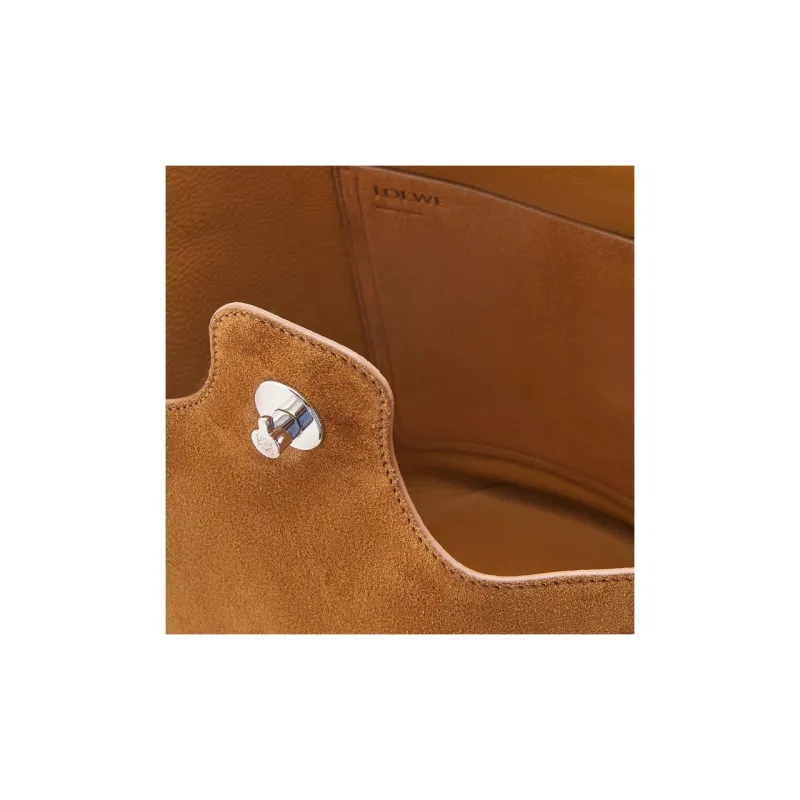 LOEWE Suede Cow Leather Bucket Bag Handbag Shoulder Bag Men's Tobacco-6