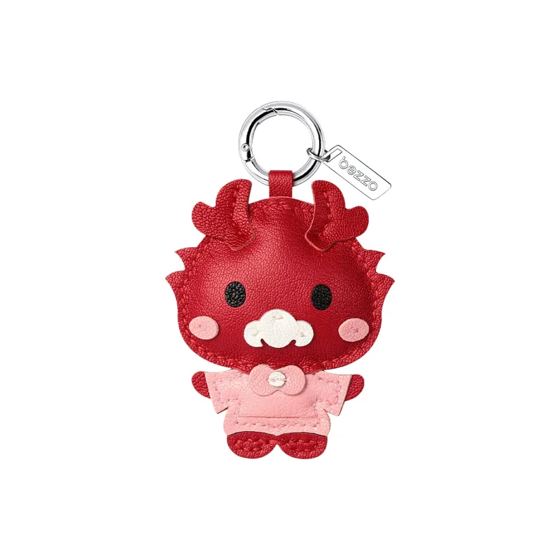 Bezzo Handmade Genuine Sheepskin Keychains Unisex Lucky Red-0