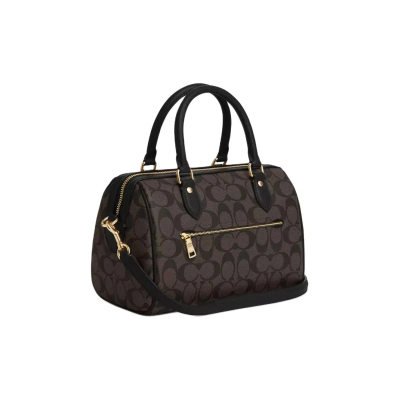 COACH Rowan Coated Canvas With Recycled Leather Handbag Shoulder Bag Crossbody Bag Large Size Women's Brown Black-1