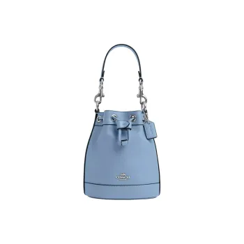 COACH Refined Calfskin Bucket Bag, Handbag, Shoulder Bag, Crossbody Bag Mini Women's Blue