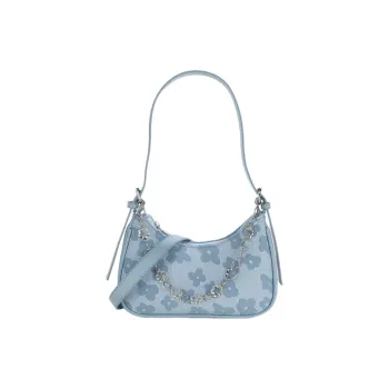 Boniu Canvas Bag, Crossbody Underarm Shoulder Bag Women's Light Blue/Black/White