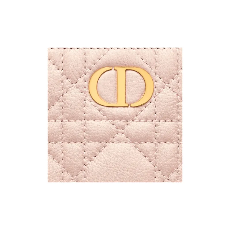 DIOR Caro Wicker Pattern Calfskin Wallet Women's Lotus Pink-5