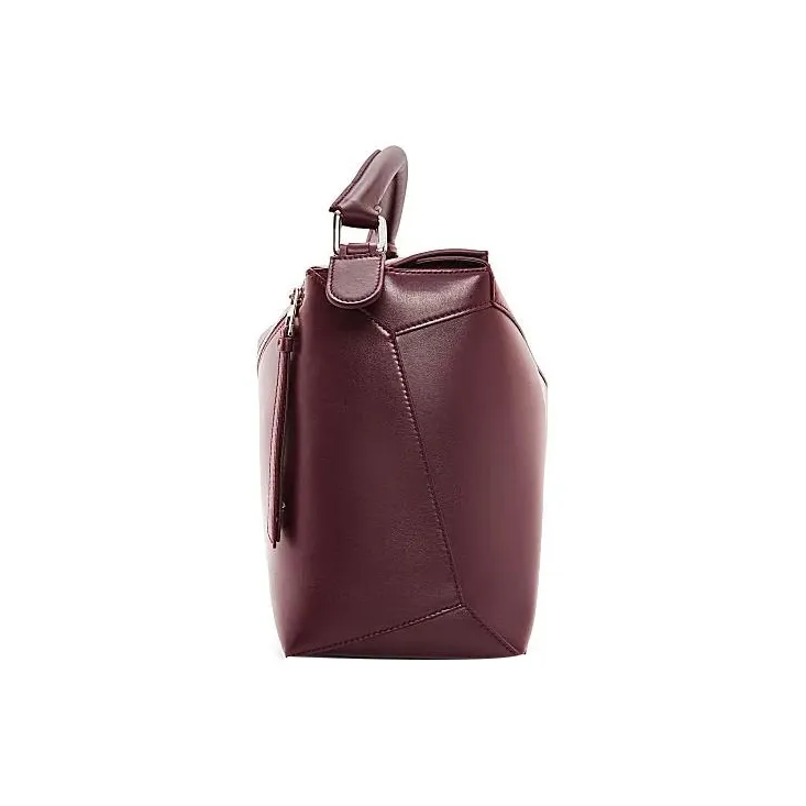 LOEWE Puzzle Shiny Cow Leather Shoulder Bag Crossbody Bag Handbag Men's Burgundy Red-3