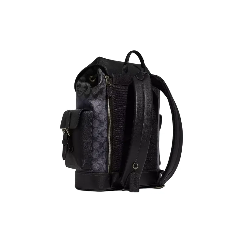 COACH Hudson Canvas With Leather Backpack Large Size Men's Charcoal Black & Black-1