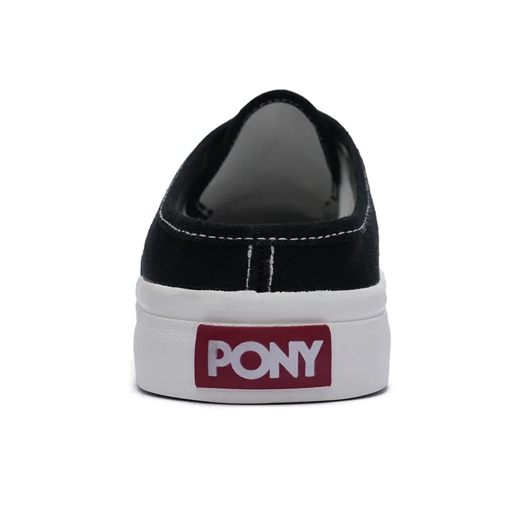 PONY Durable Breathable Low Top Canvas Shoes Women's Black-3