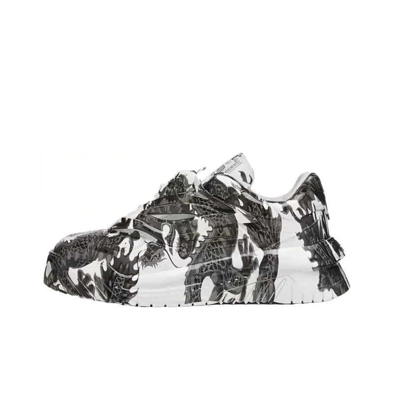VERSACE Odissea Skateboard Shoes Men's Black White-0