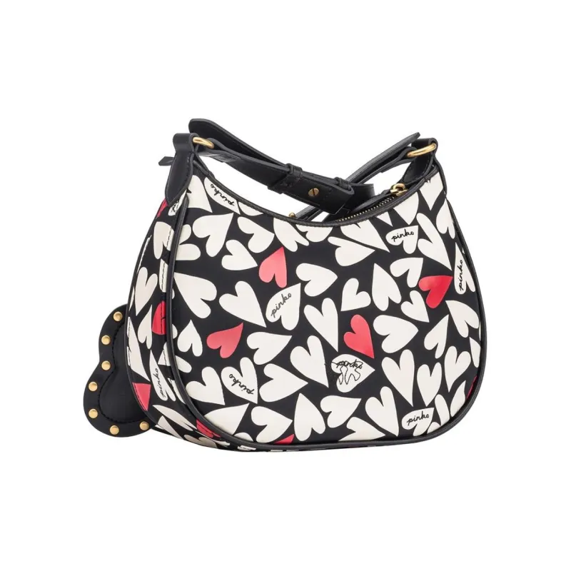 PINKO Cow Leather Bird Bag, Shoulder Bag, Crossbody Bag Trumpets Women's Black-2