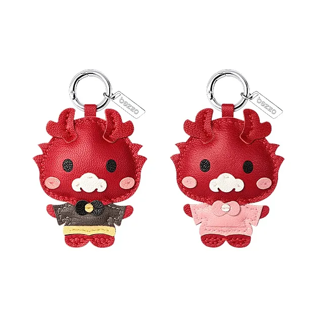 Bezzo Handmade Genuine Sheepskin Keychains Unisex Lucky Red-2