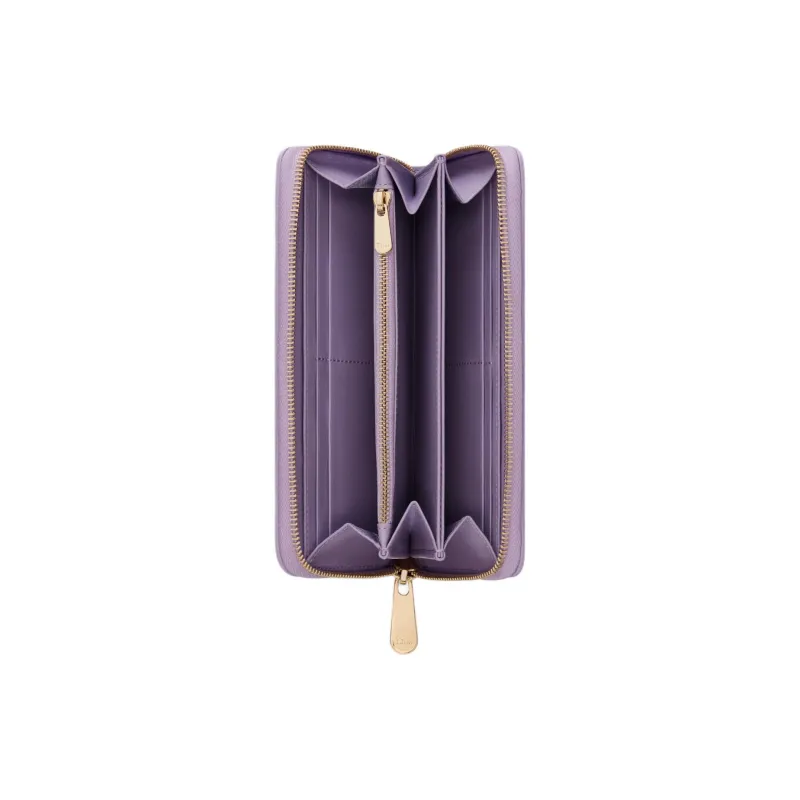 DIOR Lady Dior Lambskin Card Holders Clutches Wallets Women's Light Purple-2