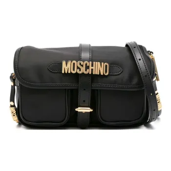 MOSCHINO Cotton And Polyurethane Messenger Bag Shoulder Bag Crossbody Bag Women's Black
