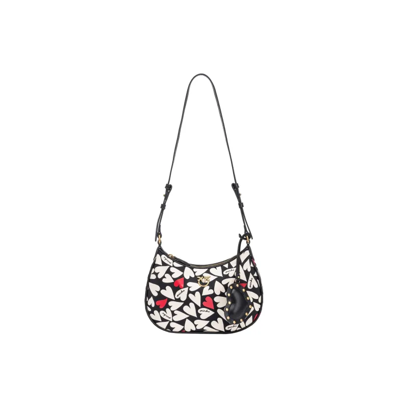 PINKO Cow Leather Bird Bag, Shoulder Bag, Crossbody Bag Trumpets Women's Black-0