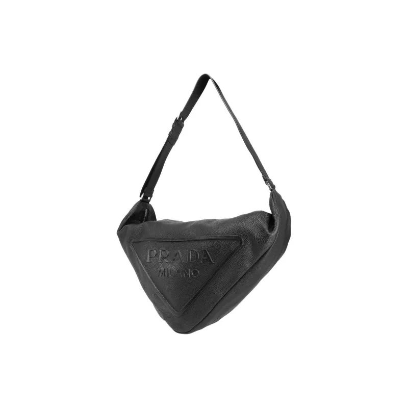 PRADA Large Leather Triangle Shoulder Bag-3