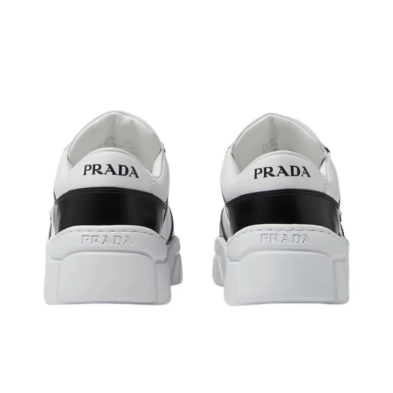 PRADA Soft Padded Nappa Leather Laced Up Shoes 'White Black' Women's-3