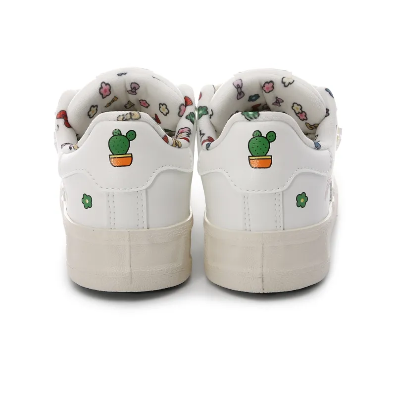 Lovely You Wear resistant And Lightweight Low Top Skateboard Shoes Women's White-3