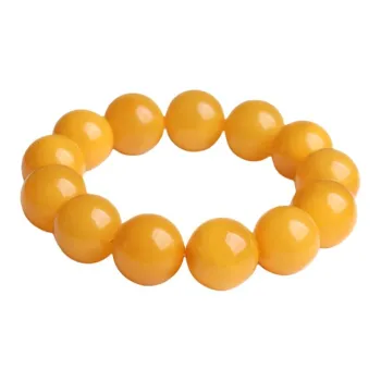 Ou Said Jewelry Wealth Flower Oil Yellow Beeswax Amber Fine Jade Bracelet For Collectors Birthday Gift Set Unisex
