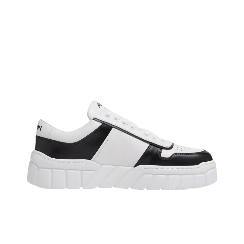 PRADA Soft Padded Nappa Leather Laced Up Shoes 'White Black' Women's-1