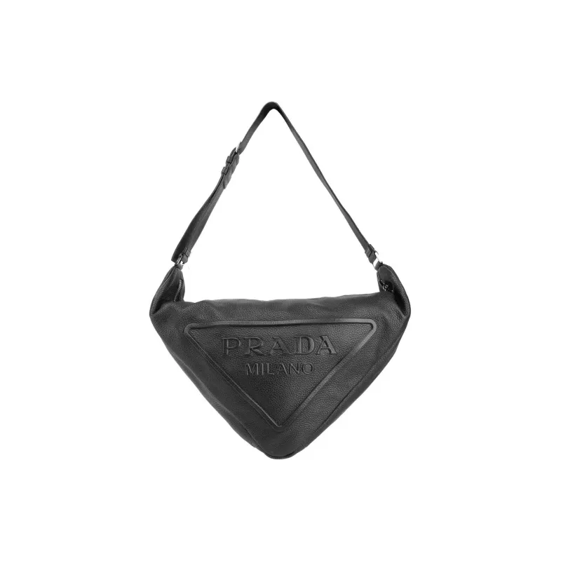 PRADA Large Leather Triangle Shoulder Bag-1