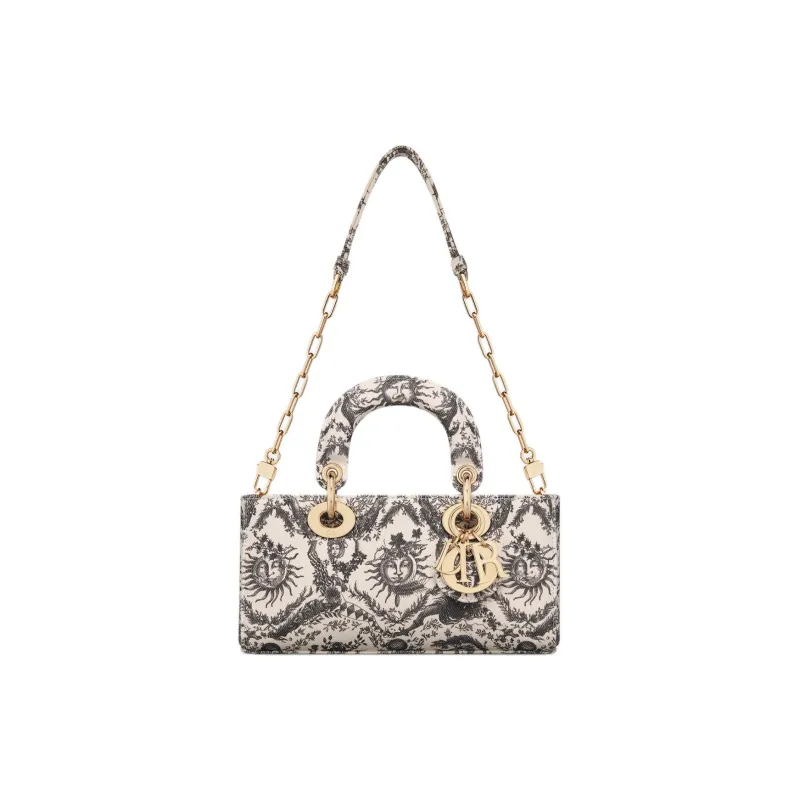 DIOR Lady D-JOY Denim Shoulder Bag Crossbody Bag Handbag Small Size Women's Black & White-2