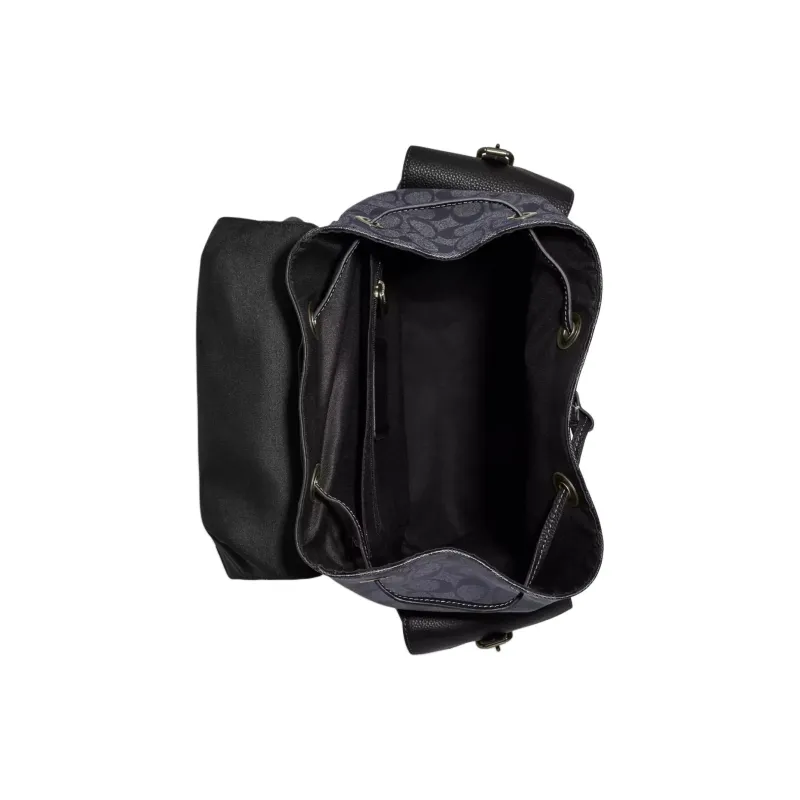 COACH Hudson Canvas With Leather Backpack Large Size Men's Charcoal Black & Black-2