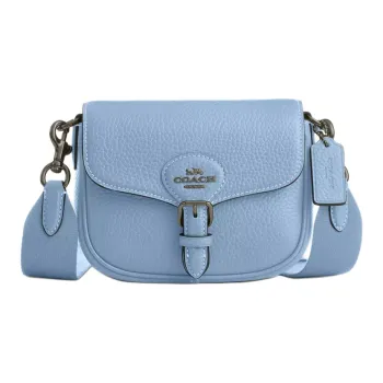 COACH Amelia Soft Pebbled Leather Saddle Bag Shoulder Bag Crossbody Bag Small Size Women's Blue