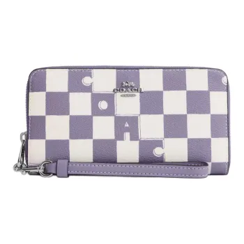 COACH Zip Around Coated Canvas With Smooth Leather Wallet Small Size Women's Light Purple