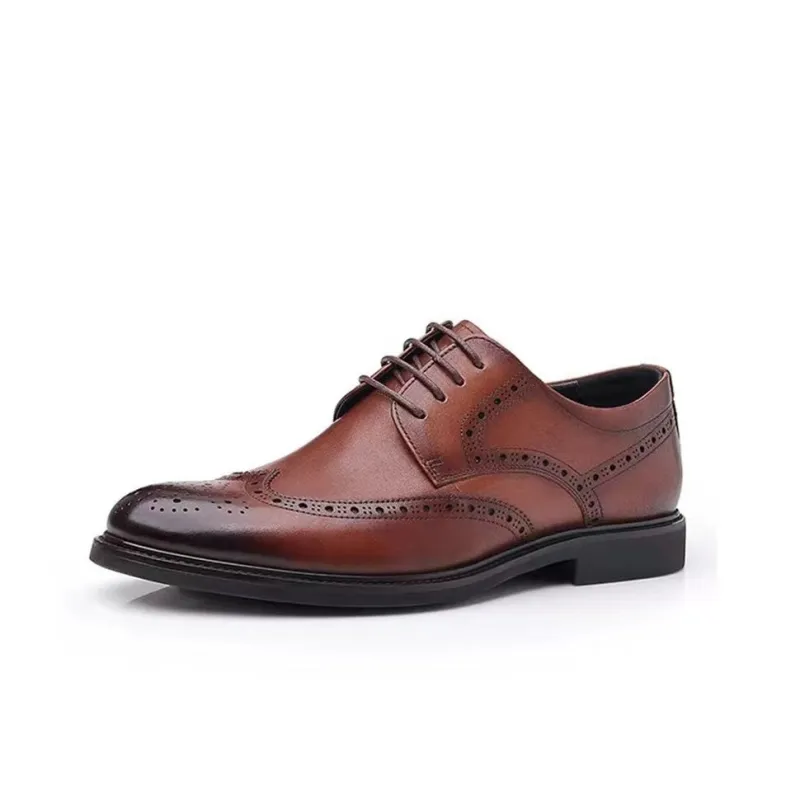 KACHILANG Dress Shoes Men Low Top Black/Brown-4