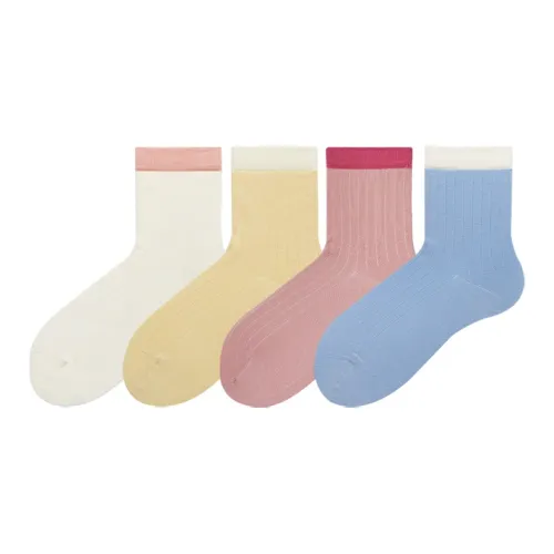 Hello Monday Mid Calf Socks Women's 4 Pack