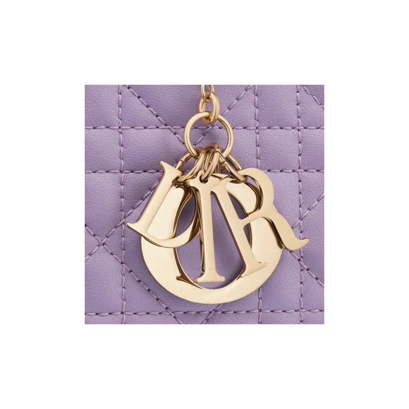 DIOR Lady Dior Lambskin Card Holders Clutches Wallets Women's Light Purple-3