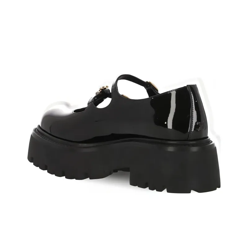 CELINE Chunky Heel Mary Jane Shoes Women's Black-3
