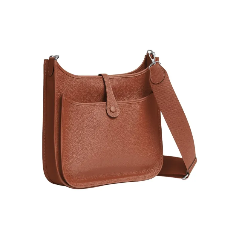 HERMES Evelyne Clemence Bullock Leather Crossbody Bag, Shoulder Bag Women's 6C Cuivre Pumpkin & Copper Red-2