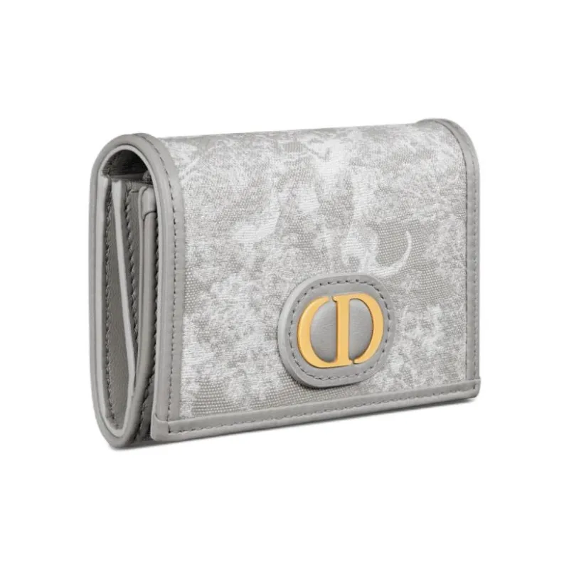 DIOR 30 Montaigne Jacquard Fabric Wallet Women's Gray-1