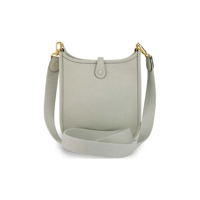 HERMES Evelyne Clemence Leather Ivorie Shoulder Bag Crossbody Bag Mini Women's Ice Crystal Gray-5